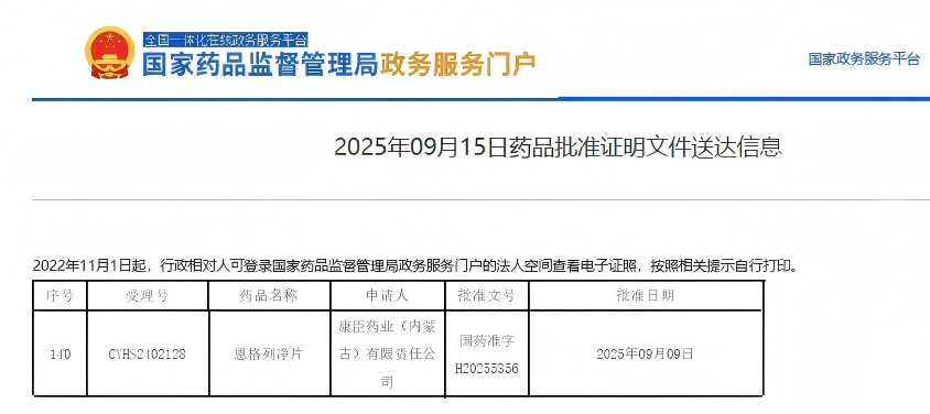 肾科旗舰添新翼｜康臣药业恩格列净片获批！